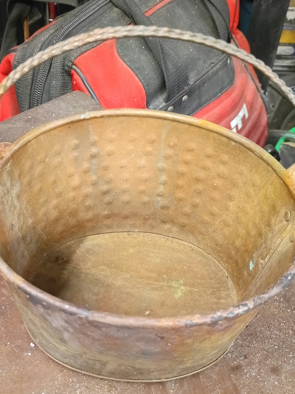 Vintage Copper-Tone Decorative Bucket for Home Accents